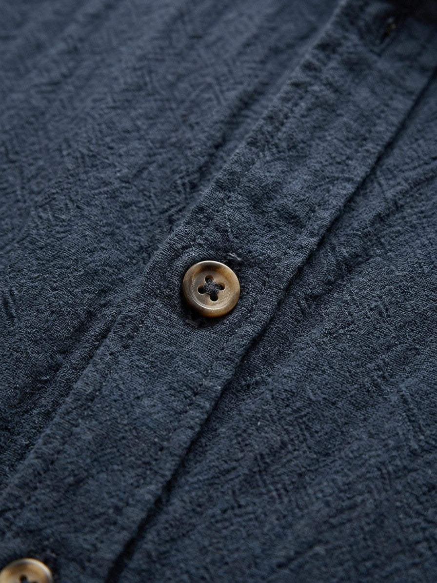 Marino Men's 100% Cotton Long Sleeve Shirt — darkblue — detail
