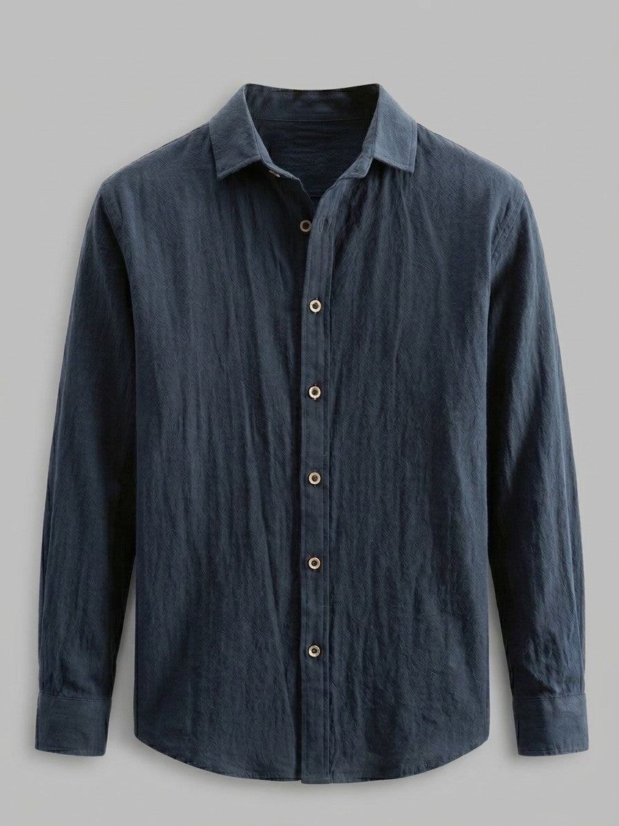 Marino Men's 100% Cotton Long Sleeve Shirt — darkblue — packshot