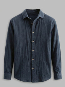 Camicia da uomo a maniche lunghe in 100% cotone Marino