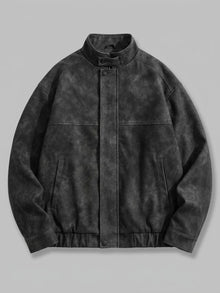 Marostica Men's Stand-Collar Washed Faux Suede Jacket