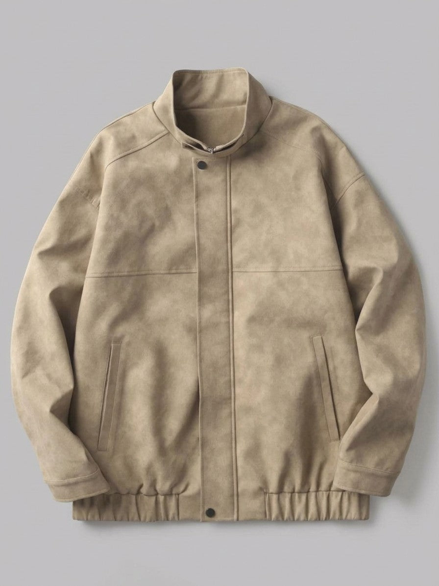 Marostica Men's Stand-Collar Washed Suede-Look Jacket — khaki — packshot