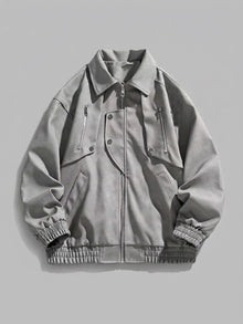 Marsala Men's Snap-Bib Faux Suede Bomber Jacket