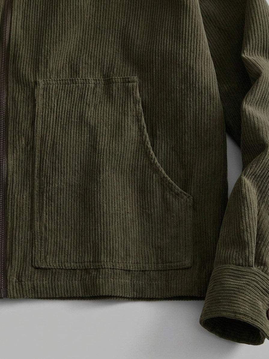 Massarosa Men's Contrast-Collar Corduroy Work Jacket — olivegreen — detail-2
