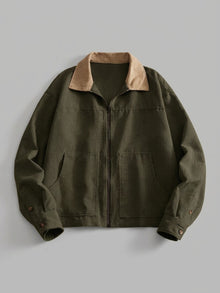 Massarosa Men's Contrast-Collar Corduroy Work Jacket
