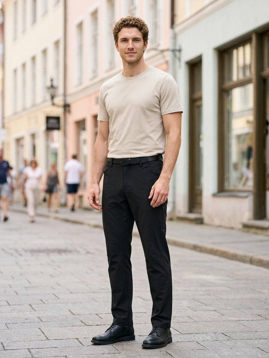 Mateo Men's Stretch Pocketed Trousers — black — lifestyle