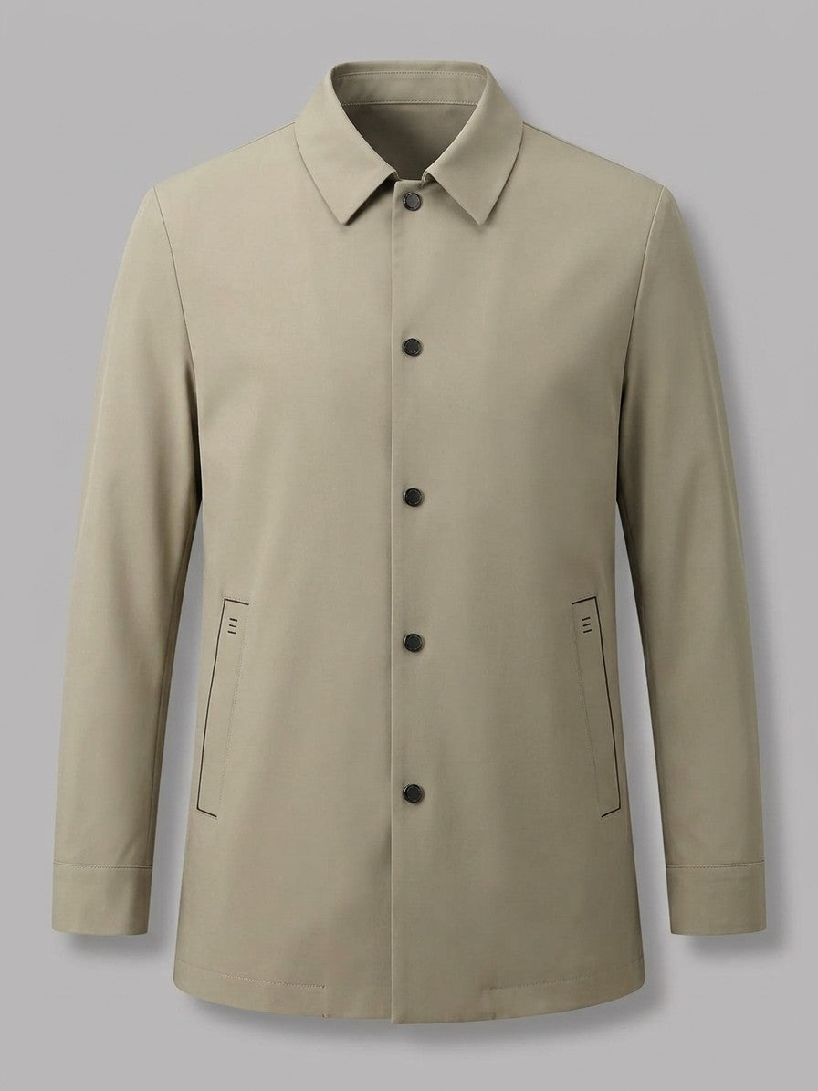 Matera Men's Longline Overshirt Jacket — khaki — packshot