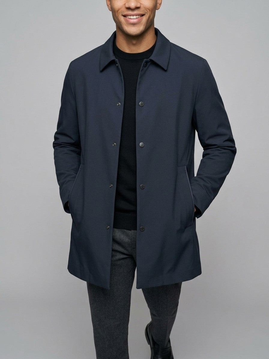Matera Men's Longline Overshirt Jacket — navyblue — front