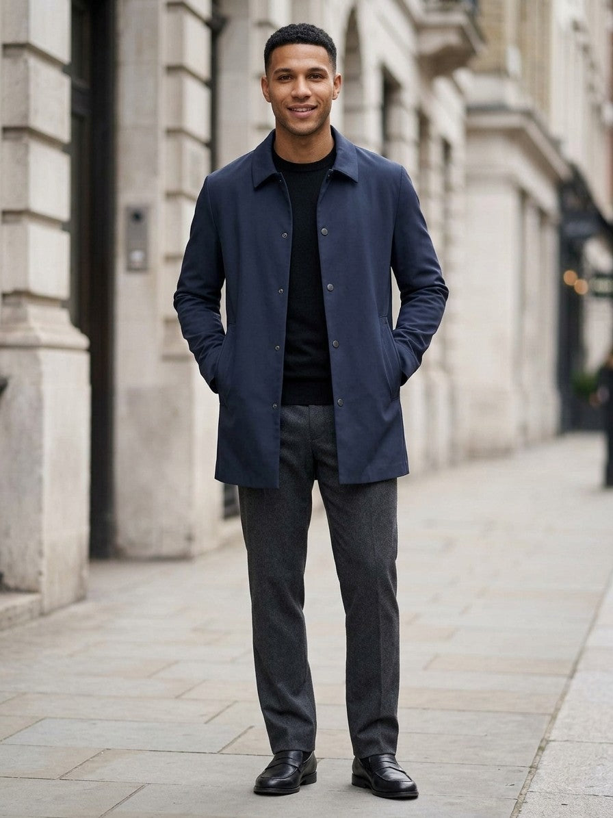 Matera Men's Longline Overshirt Jacket — navyblue — lifestyle