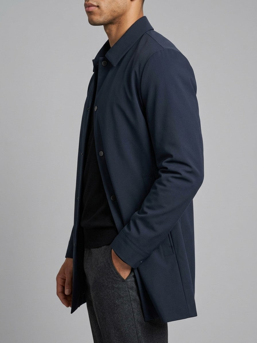 Matera Men's Longline Overshirt Jacket — navyblue — side