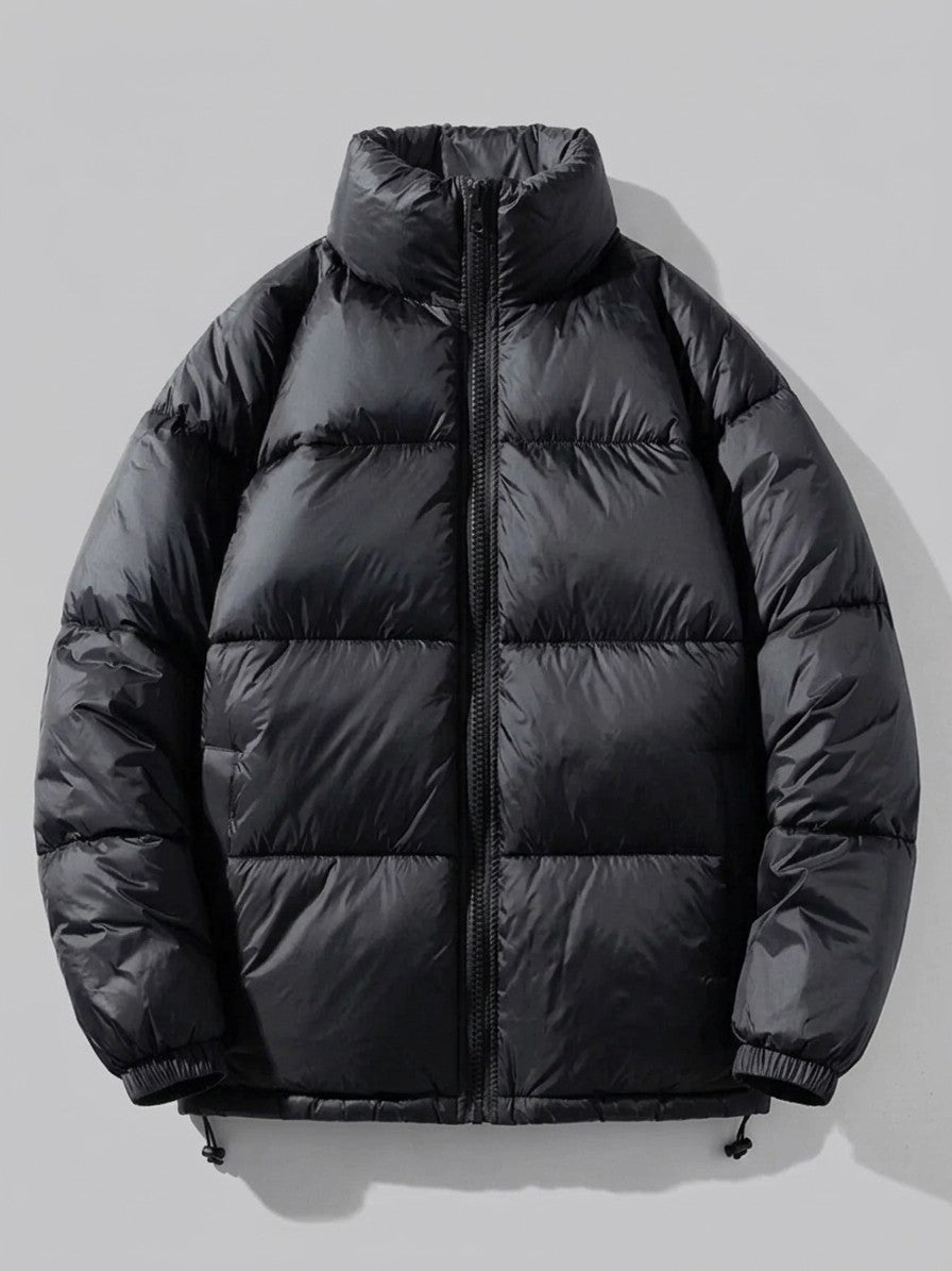 Mazara Men's High-Shine Drawcord Puffer Jacket — black — packshot