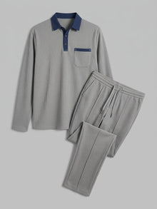 Menaggio Men's Waffle-Knit Polo and Drawstring Trouser Set
