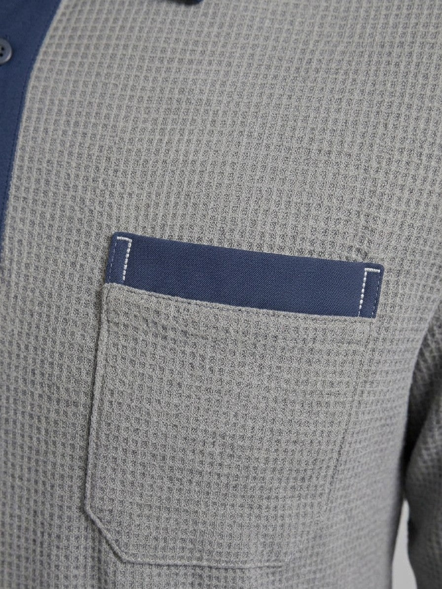 Menaggio Men's Waffle-Knit Polo and Drawstring Trouser Set — gray — topfabric