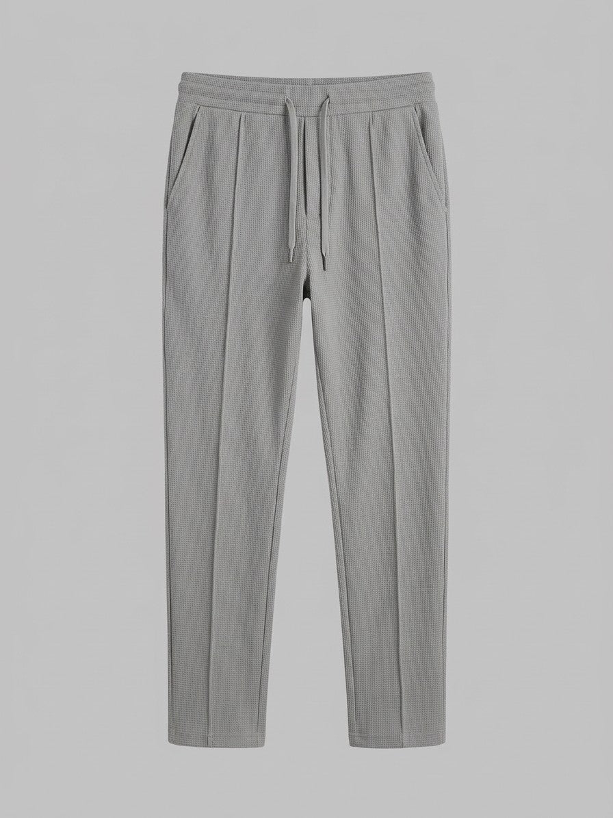 Menaggio Men's Waffle-Knit Polo and Drawstring Trouser Set — graybottom — packshot