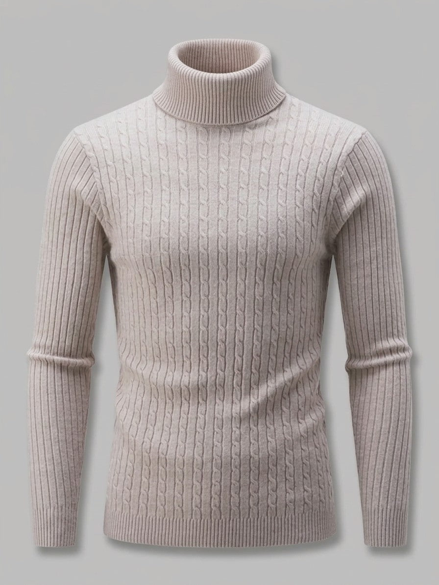 Merano Men's Cable-Knit Turtleneck Sweater — beige — packshot