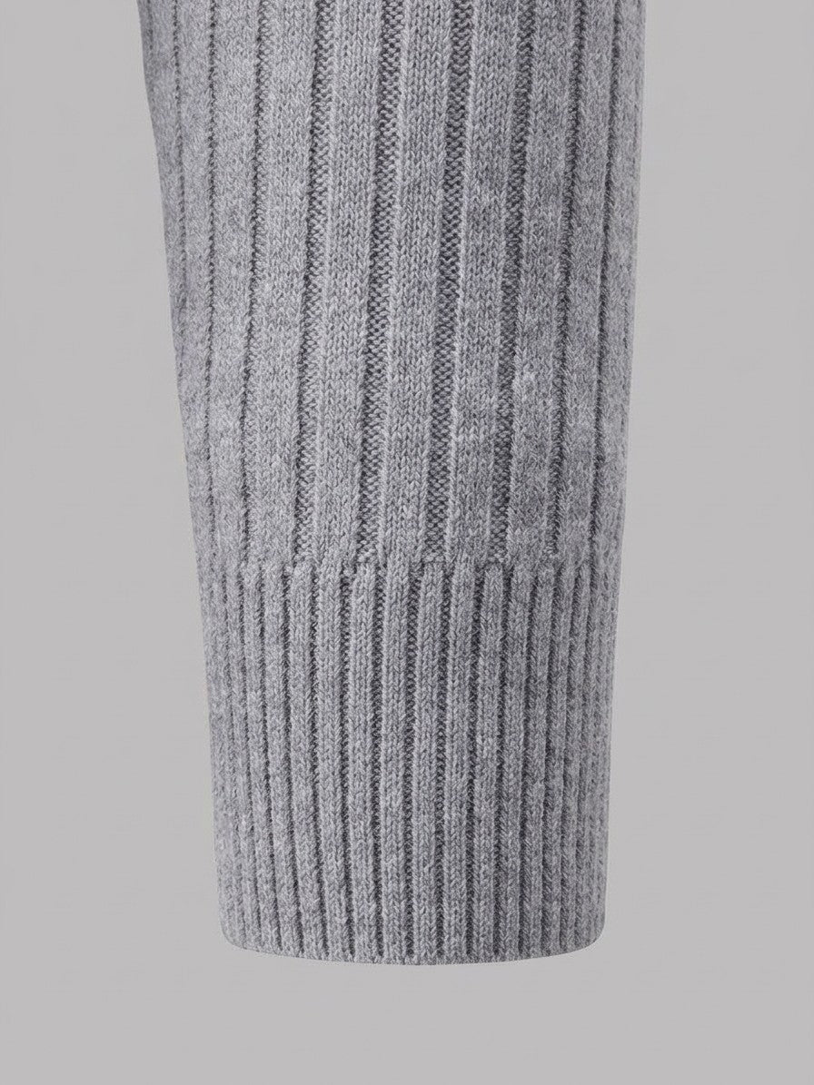 Merano Men's Cable-Knit Turtleneck Sweater — gray — detail-2
