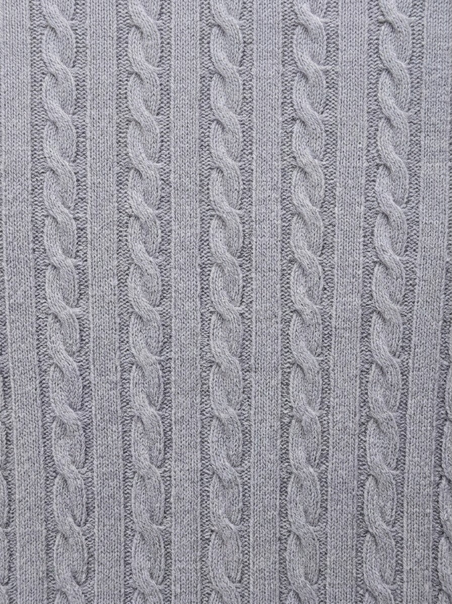 Merano Men's Cable-Knit Turtleneck Sweater — gray — detail