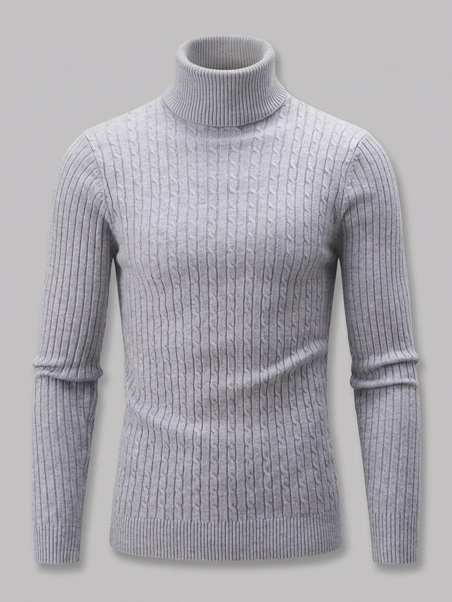 Merano Men's Cable-Knit Turtleneck Sweater — gray — packshot