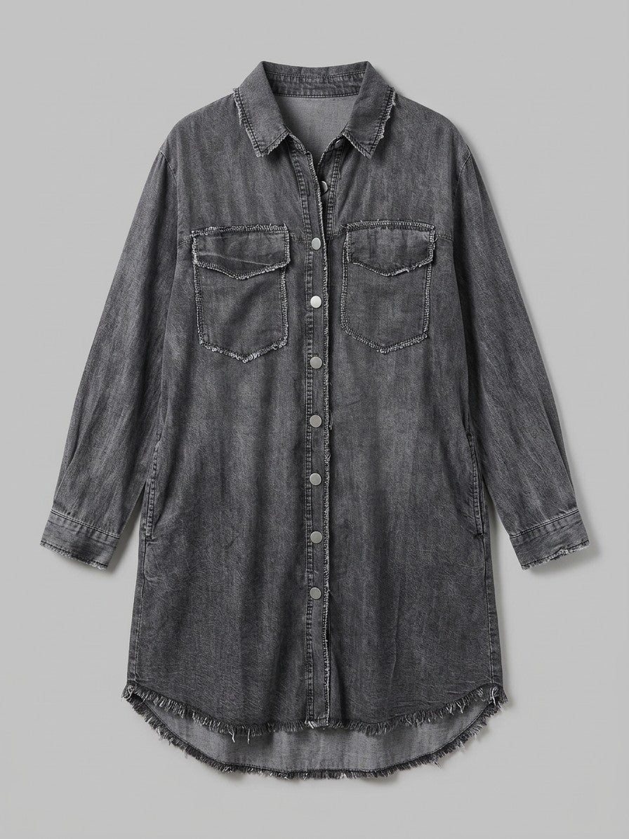 Minturno Women's Longline Denim Shirt Jacket — darkgray — packshot