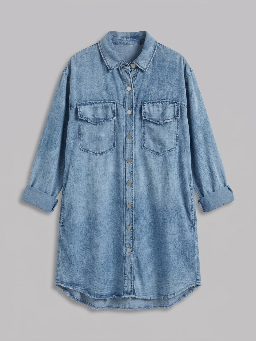 Minturno Women's Longline Denim Shirt Jacket — lightblue — packshot
