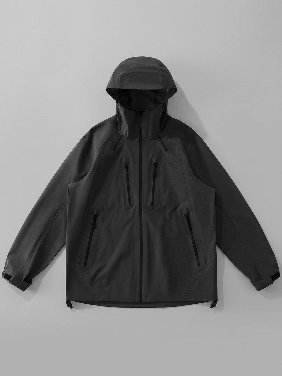 Mirandola Men's Four-Zip Hard Shell Windbreaker — black — packshot