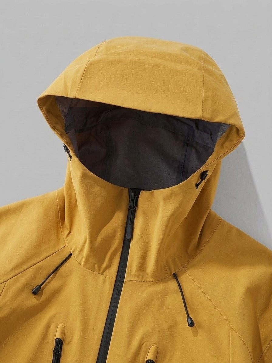 Mirandola Men's Four-Zip Hard Shell Windbreaker — mustard — detail-2