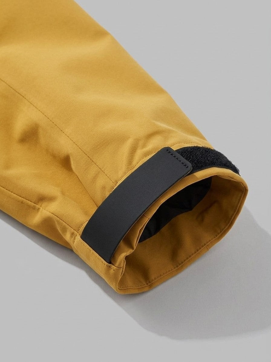 Mirandola Men's Four-Zip Hard Shell Windbreaker — mustard — detail-collar