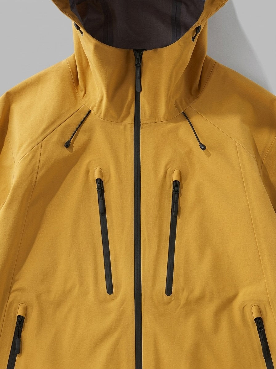 Mirandola Men's Four-Zip Hard Shell Windbreaker — mustard — detail