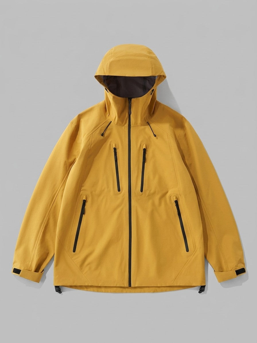 Mirandola Men's Four-Zip Hard Shell Windbreaker — mustard — packshot