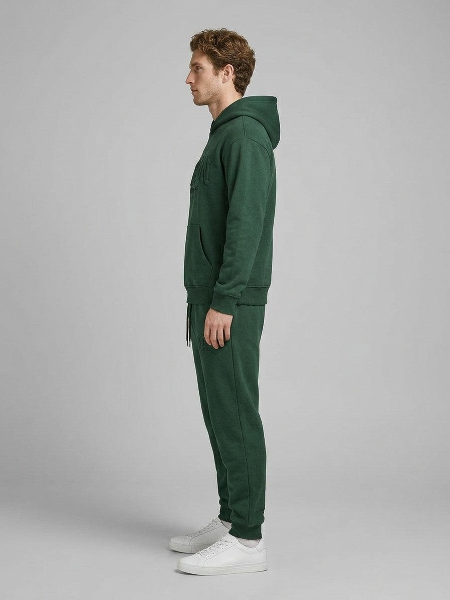Modica Men's Embossed Varsity Hoodie and Jogger Set — blackforest — fullside