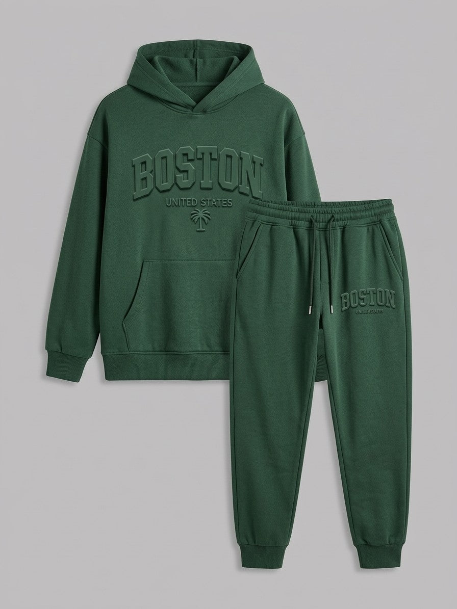 Modica Men's Embossed Varsity Hoodie and Jogger Set — blackforest — packshot