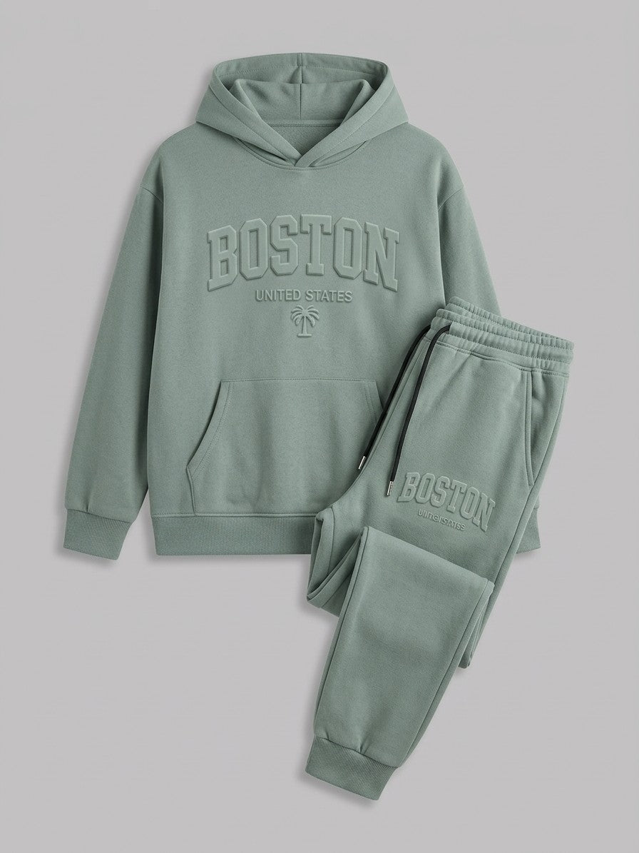 Modica Men's Embossed Varsity Hoodie and Jogger Set — gumleaf — packshot