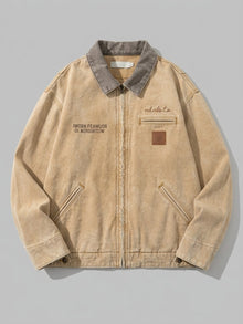 Molfetta Men's Washed Contrast-Collar Work Jacket