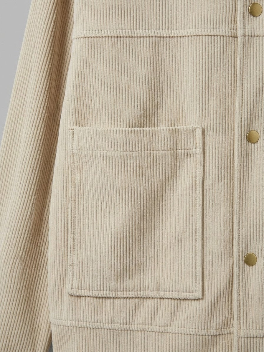 Moltrasio Men's Contrast-Collar Corduroy Work Jacket — beige — detail-2