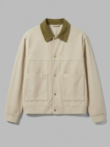 Moltrasio Men's Contrast-Collar Corduroy Work Jacket