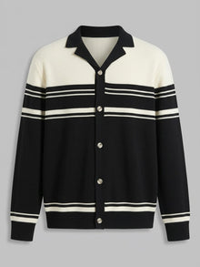 Mondovi cardigan med kontraststribe og knapper til herre