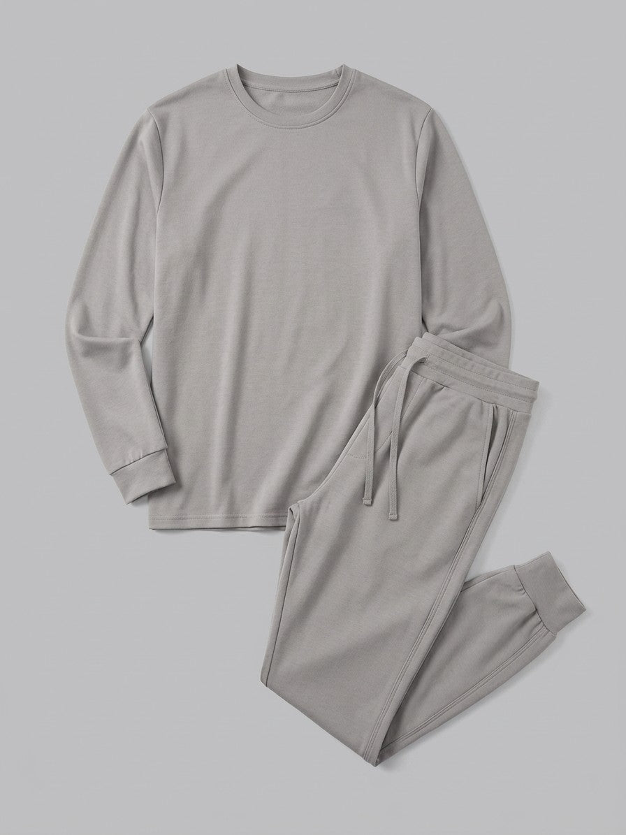Monopoli Men's Crew-Neck Long-Sleeve Tee and Jogger Set — gray — packshot