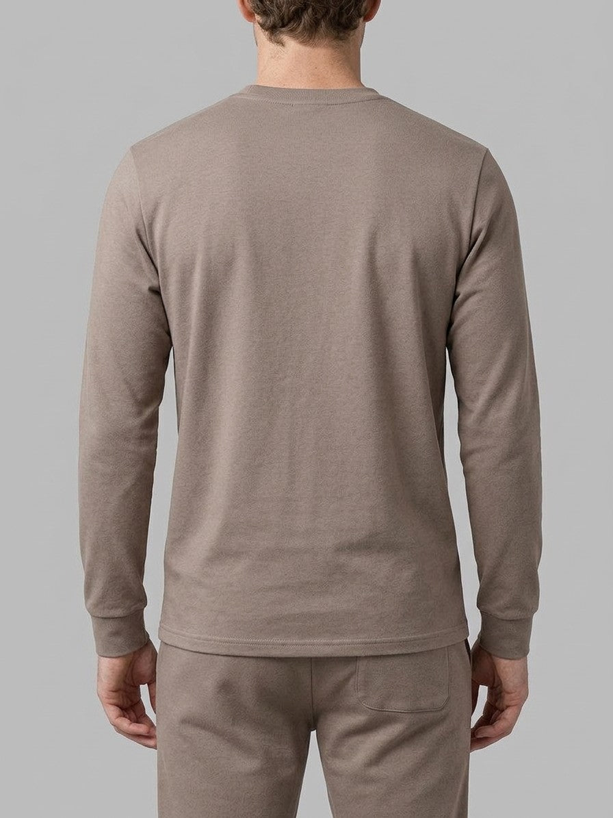 Monopoli Men's Crew-Neck Long-Sleeve Tee and Jogger Set — mocha — closeback