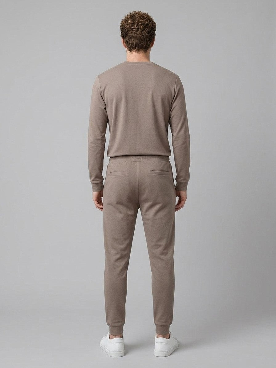 Monopoli Men's Crew-Neck Long-Sleeve Tee and Jogger Set — mocha — fullback