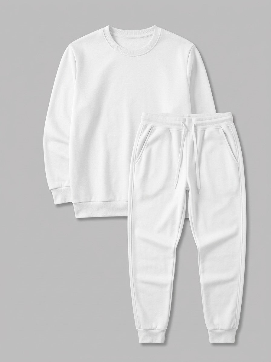 Monopoli Men's Crew-Neck Long-Sleeve Tee and Jogger Set — white — packshot
