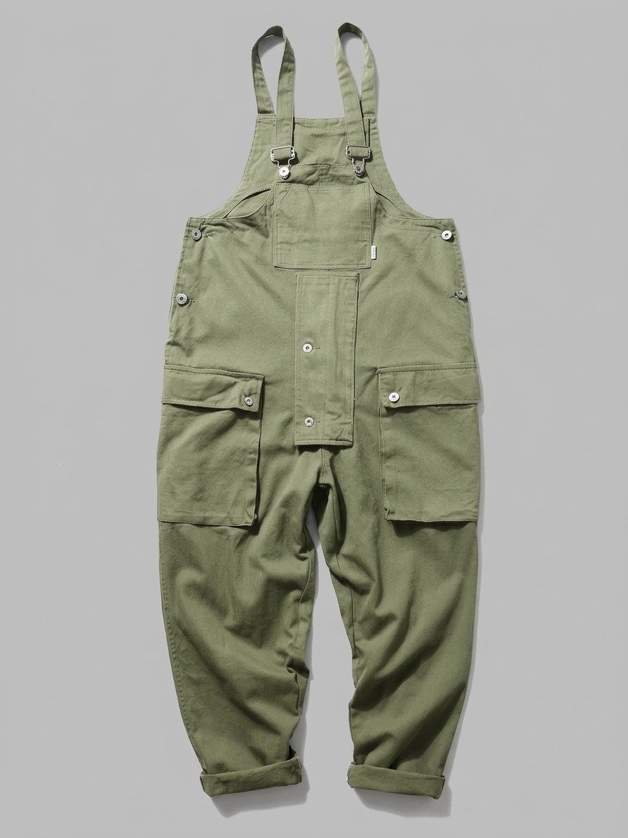 Montebelluna Men's Cargo-Pocket Bib Overalls — armygreen — packshot