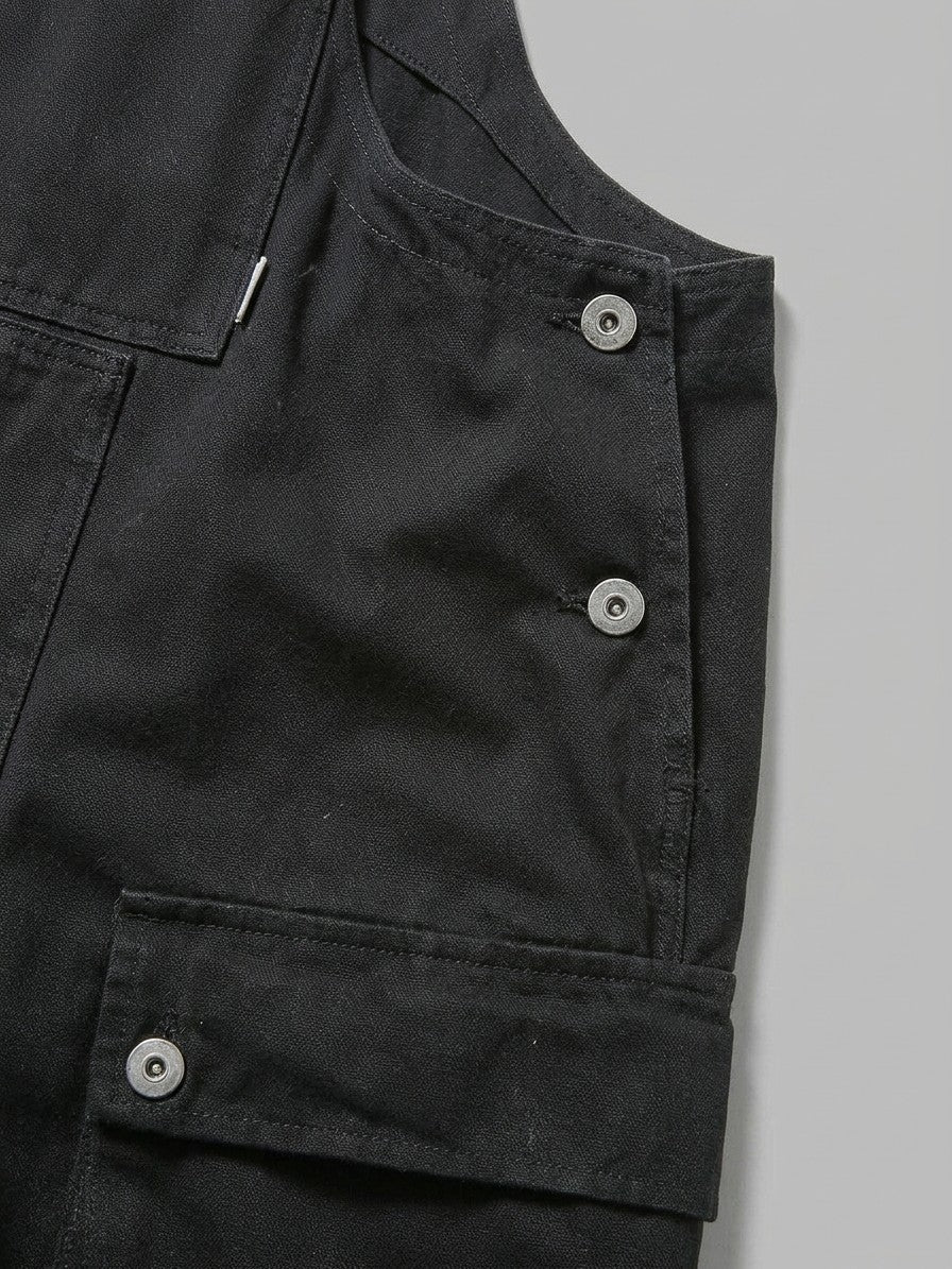 Montebelluna Men's Cargo-Pocket Bib Overalls — black — detail-collar