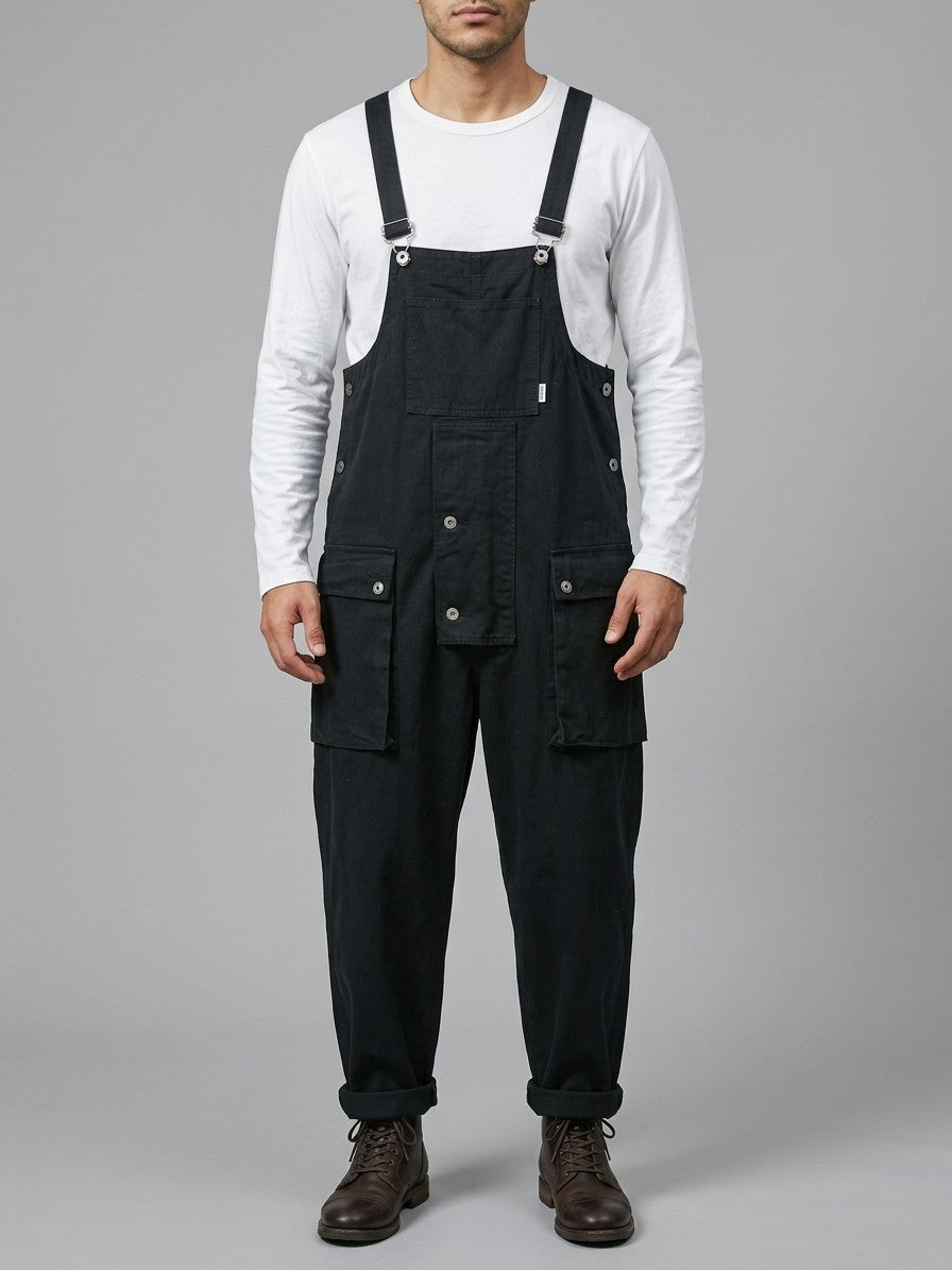Montebelluna Men's Cargo-Pocket Bib Overalls — black — front