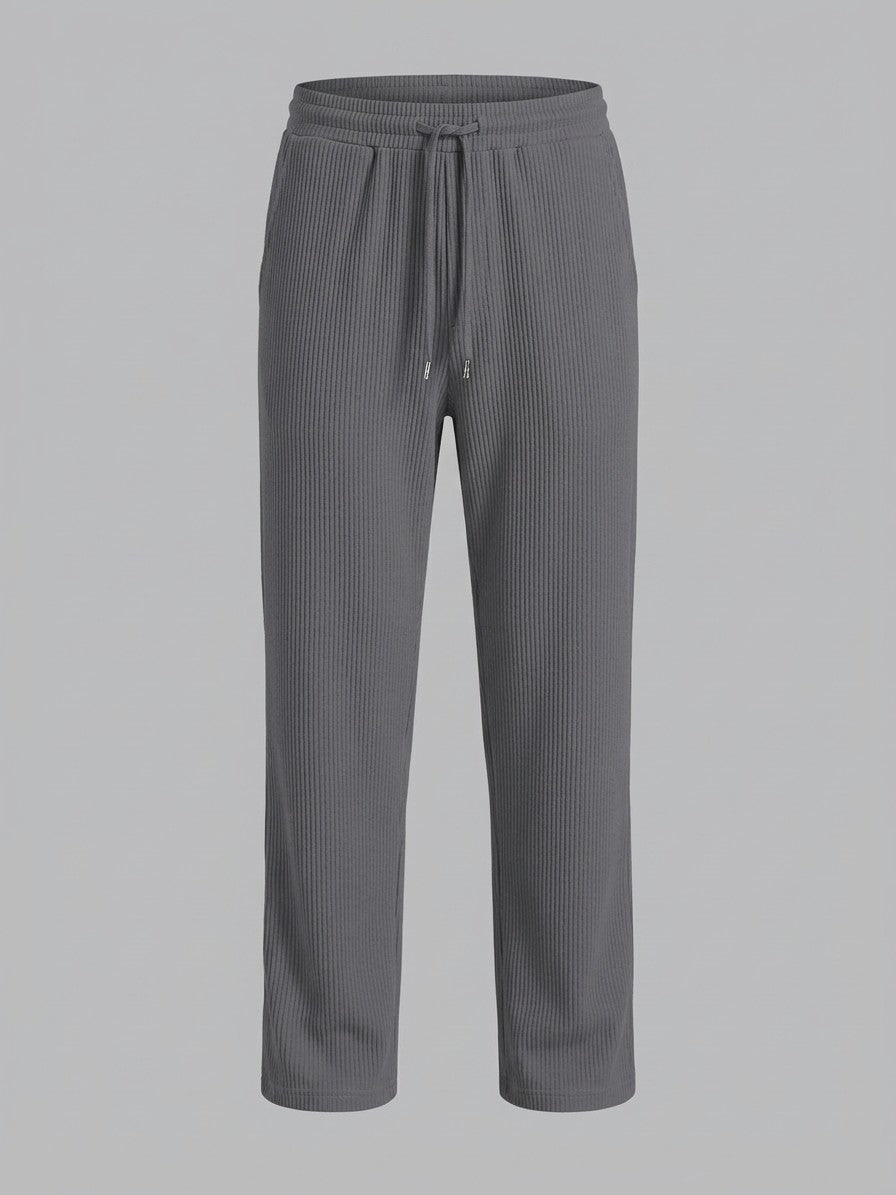 Montecatini Men's Ribbed-Knit Crewneck and Straight-Leg Pant Set — greybottom — packshot
