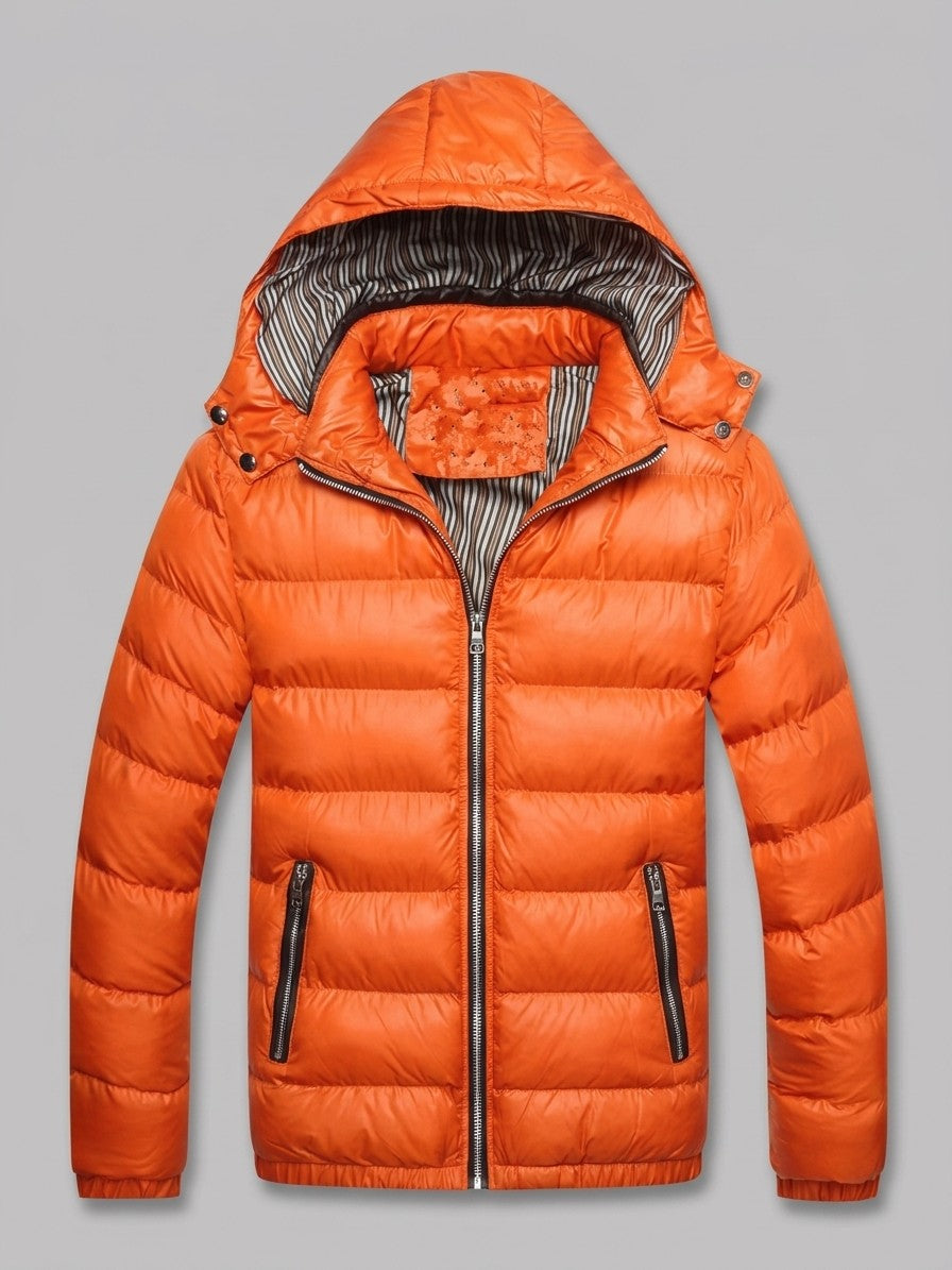 Montefalco Men's High-Shine Puffer Jacket — orange — packshot