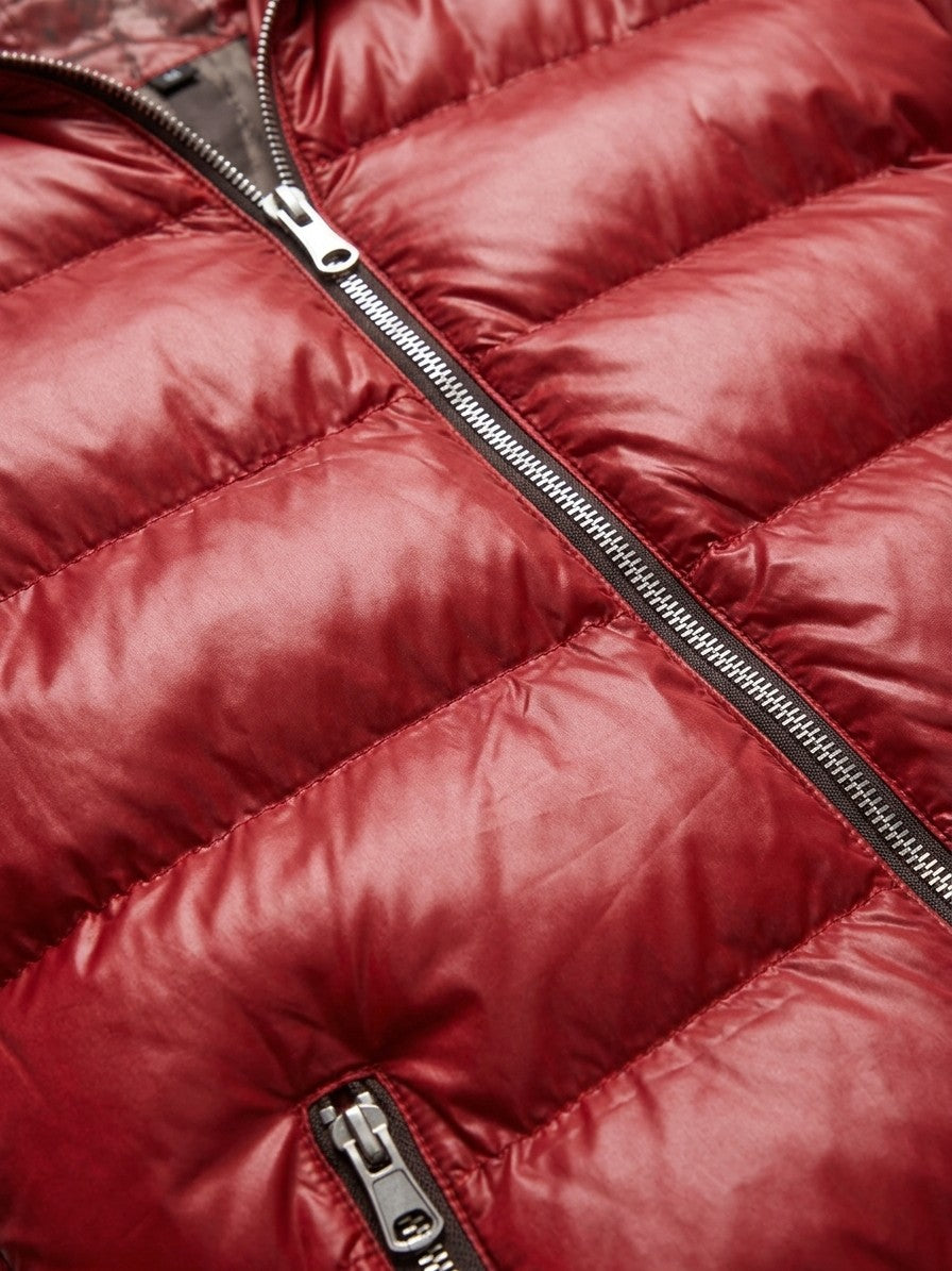 Montefalco Men's High-Shine Puffer Jacket — red — detail