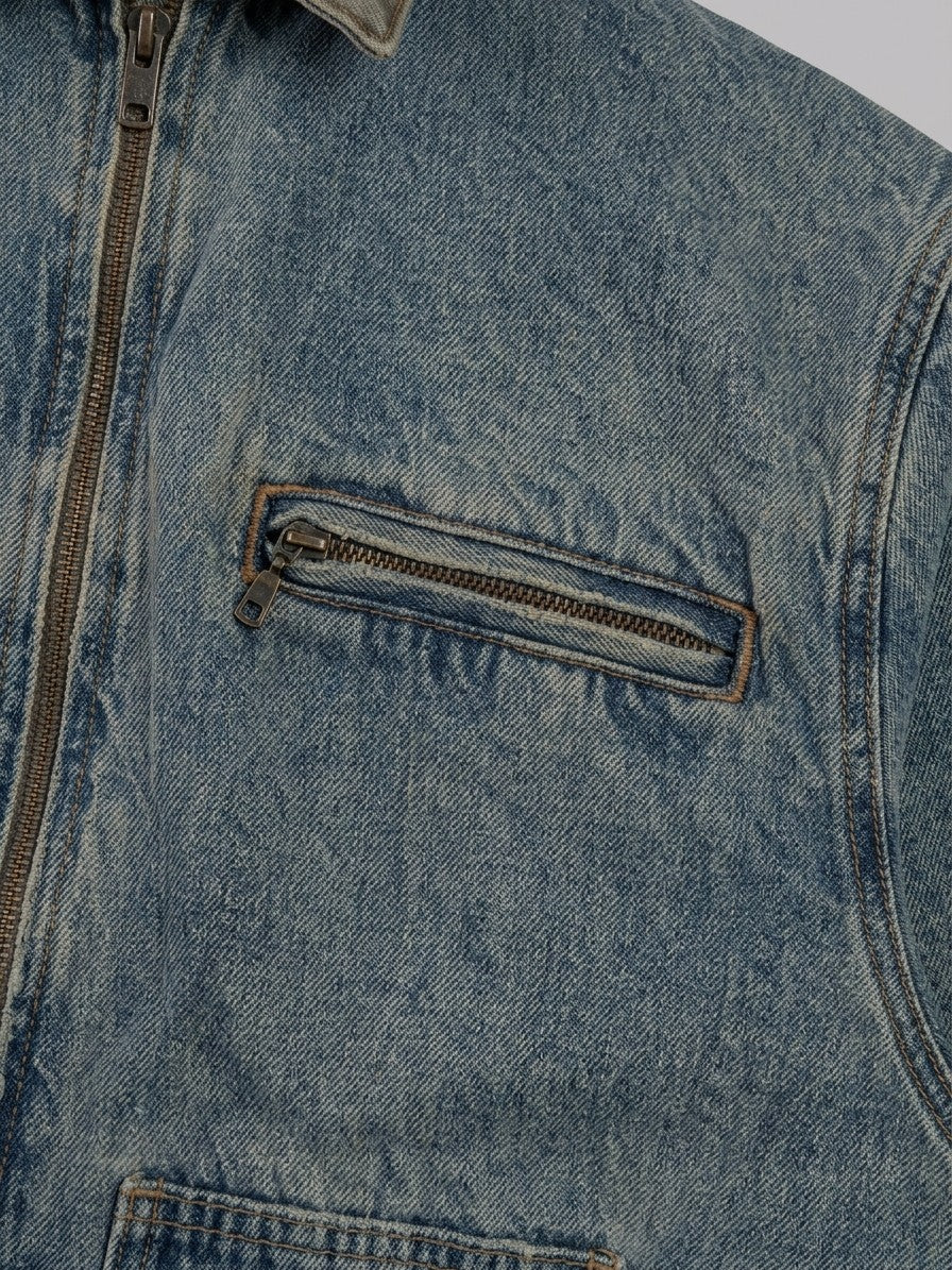 Montefiore Men's Vintage Denim Work Jacket — vintageblue — detail-2
