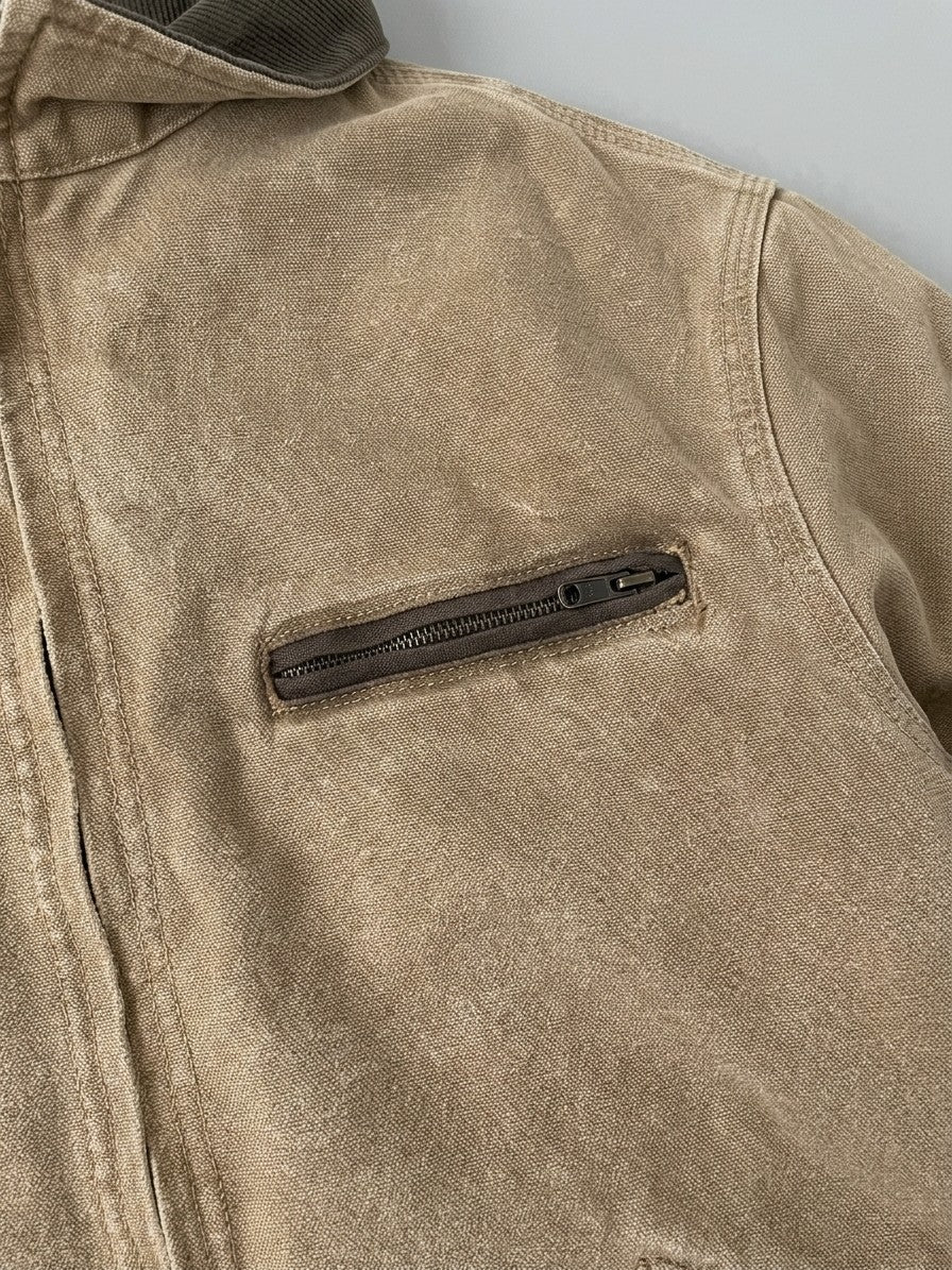 Montegiorgio Men's Washed Duck Canvas Work Jacket — khaki — detail-2