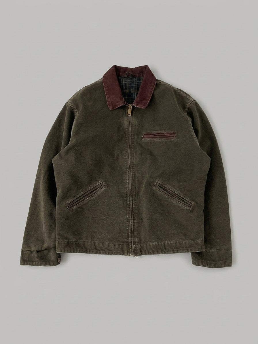 Montegiorgio Men's Washed Duck Canvas Work Jacket — mossgreen — packshot