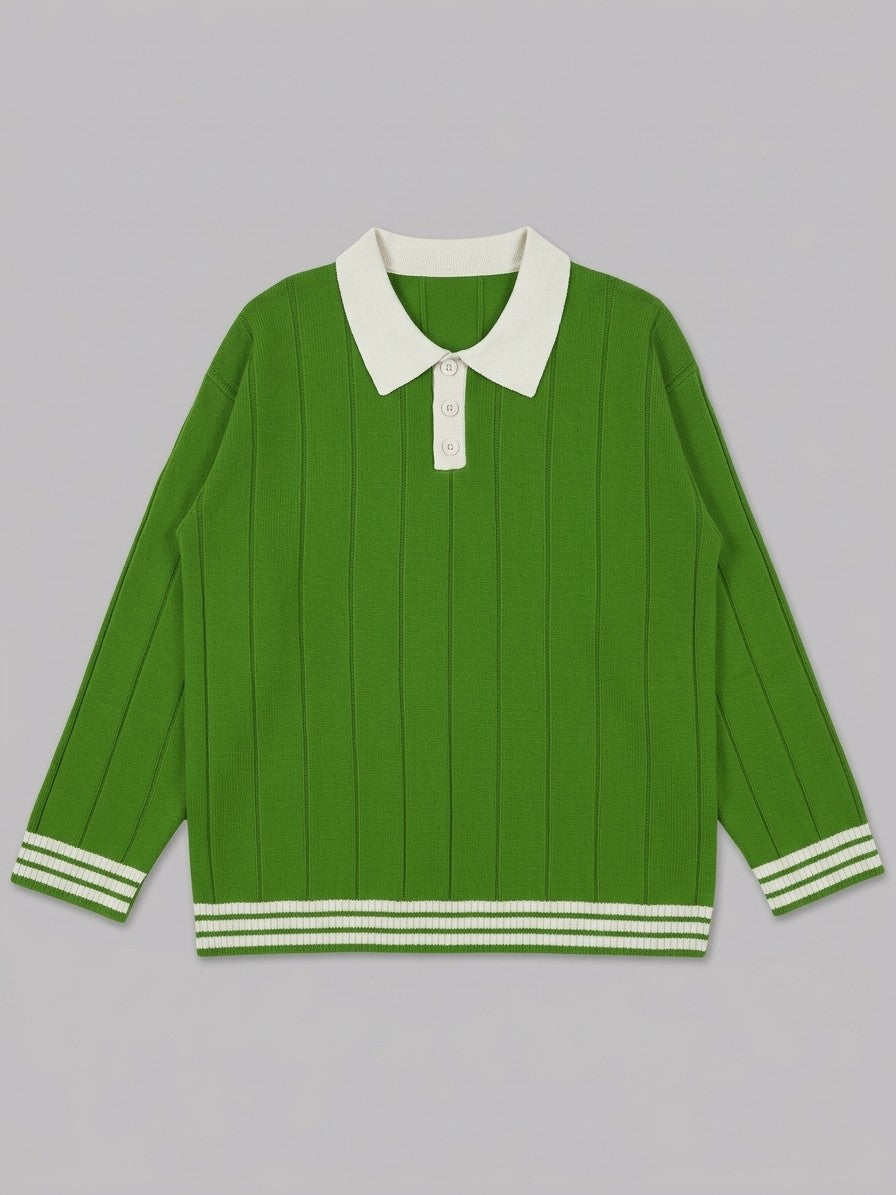 Montegrotto Men's Contrast Collar Knit Polo — green — packshot
