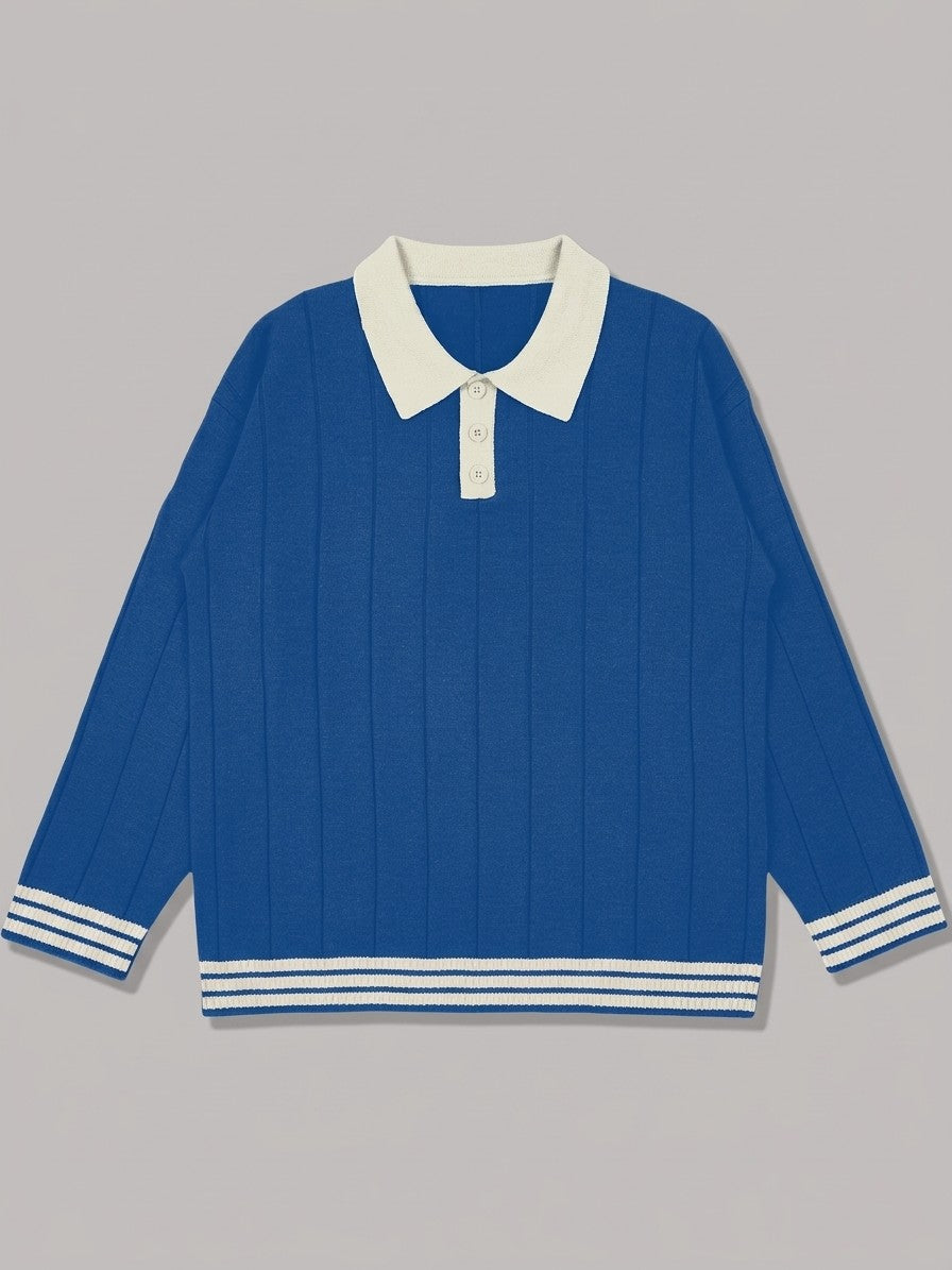 Montegrotto Men's Contrast Collar Knit Polo — royalblue — packshot